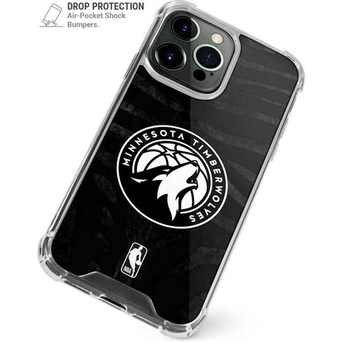 NBA Minnesota Timberwolves Black Animal Print iPhone 15 Pro Clear Case