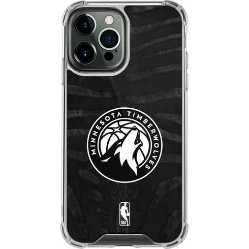 NBA Minnesota Timberwolves Black Animal Print iPhone 15 Pro Max Clear Case