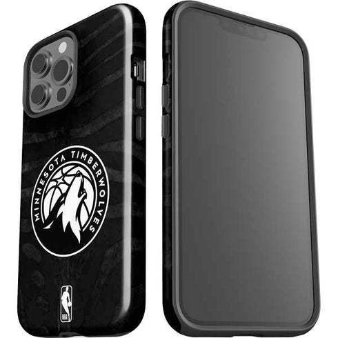 NBA Minnesota Timberwolves Black Animal Print iPhone 15 Pro Max Impact Case