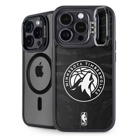 NBA Minnesota Timberwolves Black Animal Print iPhone 15 Pro Max Kickstand Case