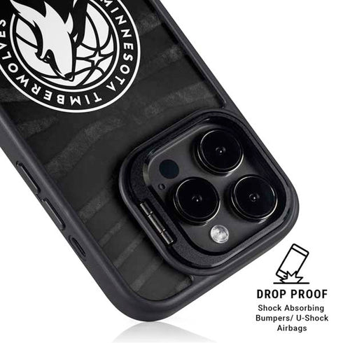 NBA Minnesota Timberwolves Black Animal Print iPhone 15 Pro Max Kickstand Case