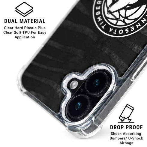 NBA Minnesota Timberwolves Black Animal Print iPhone 16 Clear Case
