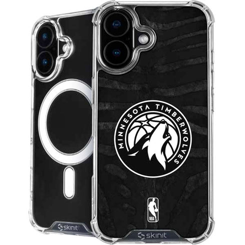 NBA Minnesota Timberwolves Black Animal Print iPhone 16 MagSafe Case
