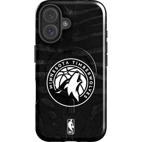 NBA Minnesota Timberwolves Black Animal Print iPhone 16 Magsafe Impact Case