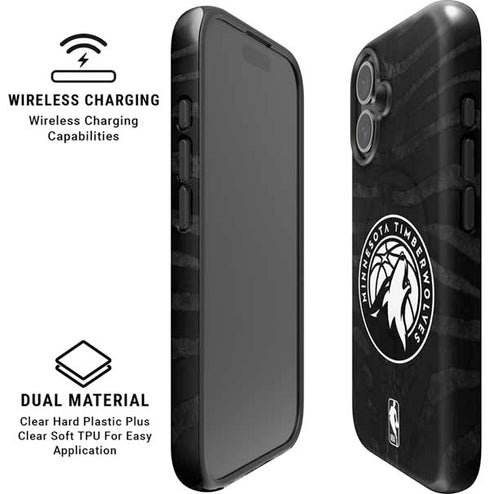 NBA Minnesota Timberwolves Black Animal Print iPhone 16 Magsafe Impact Case