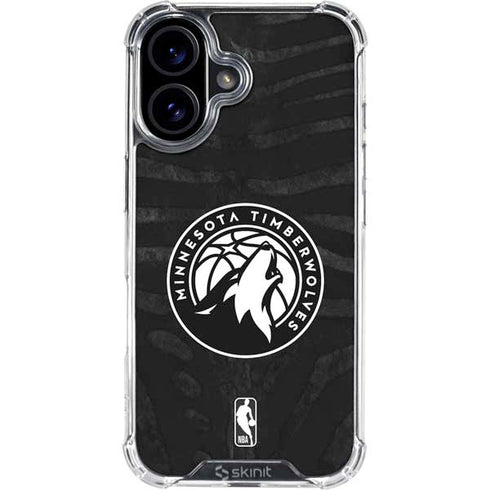 NBA Minnesota Timberwolves Black Animal Print iPhone 16 Plus Clear Case