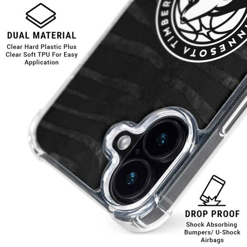 NBA Minnesota Timberwolves Black Animal Print iPhone 16 Plus Clear Case