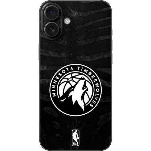 NBA Minnesota Timberwolves Black Animal Print iPhone 16 Plus Skin