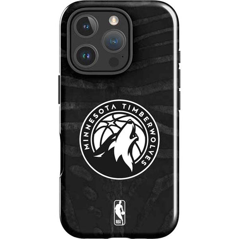 NBA Minnesota Timberwolves Black Animal Print iPhone 16 Pro Impact Case