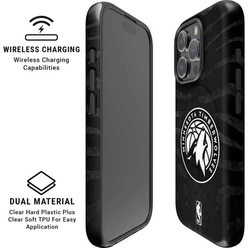 NBA Minnesota Timberwolves Black Animal Print iPhone 16 Pro Magsafe Impact Case