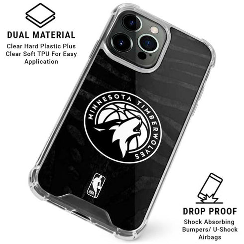 NBA Minnesota Timberwolves Black Animal Print iPhone 16 Pro Max Clear Case