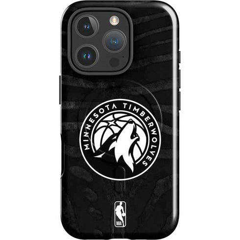 NBA Minnesota Timberwolves Black Animal Print iPhone 16 Pro Max Magsafe Impact Case