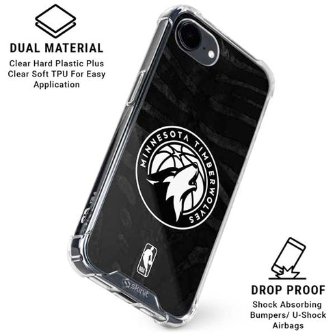 NBA Minnesota Timberwolves Black Animal Print iPhone 16e Clear Case