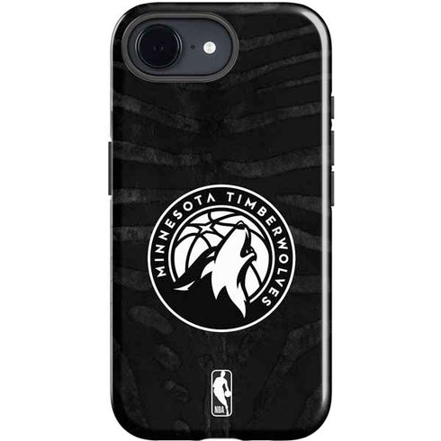 NBA Minnesota Timberwolves Black Animal Print iPhone 16e Impact Case