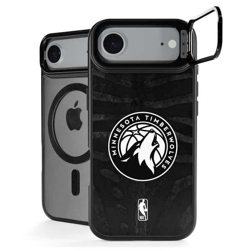 NBA Minnesota Timberwolves Black Animal Print iPhone 17 Air Kickstand Case