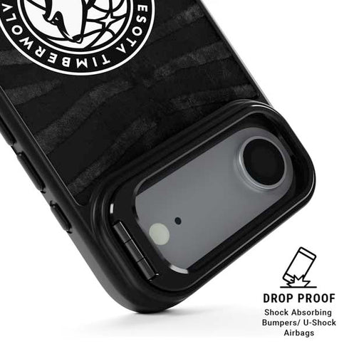 NBA Minnesota Timberwolves Black Animal Print iPhone 17 Air Kickstand Case