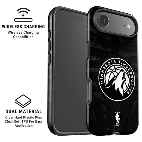 NBA Minnesota Timberwolves Black Animal Print iPhone 17 Air Magsafe Impact Case
