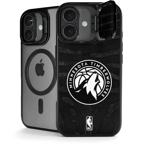 NBA Minnesota Timberwolves Black Animal Print iPhone 17 Kickstand Case