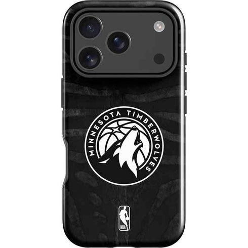 NBA Minnesota Timberwolves Black Animal Print iPhone 17 Pro Max Impact Case