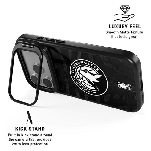 NBA Minnesota Timberwolves Black Animal Print iPhone 17 Pro Max Kickstand Case