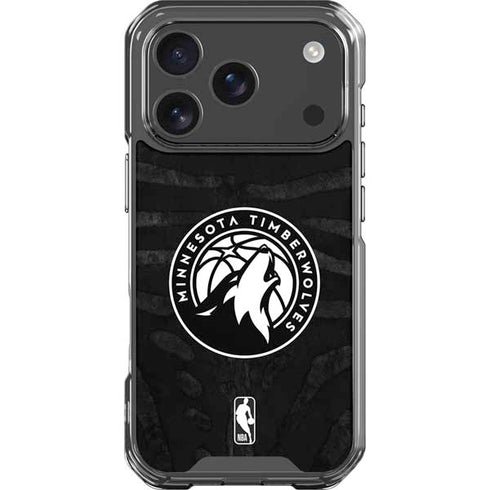 NBA Minnesota Timberwolves Black Animal Print iPhone 18 Pro Clear Case