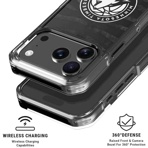 NBA Minnesota Timberwolves Black Animal Print iPhone 18 Pro Clear Case