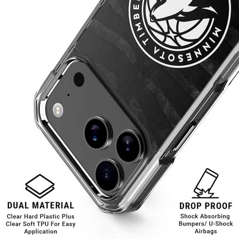 NBA Minnesota Timberwolves Black Animal Print iPhone 18 Pro Clear Case