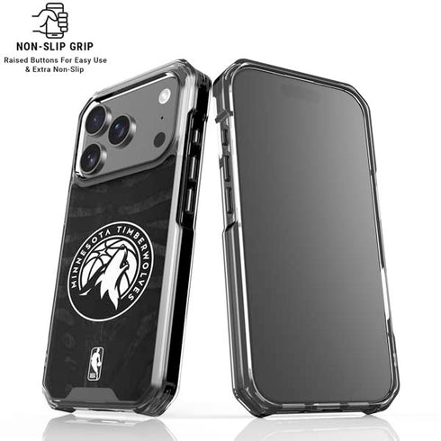 NBA Minnesota Timberwolves Black Animal Print iPhone 18 Pro Clear Case