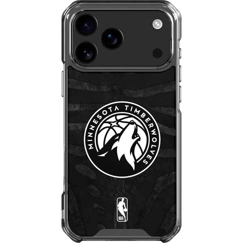 NBA Minnesota Timberwolves Black Animal Print iPhone 18 Pro Max Clear Case