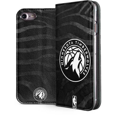 NBA Minnesota Timberwolves Black Animal Print iPhone 7 Folio Case
