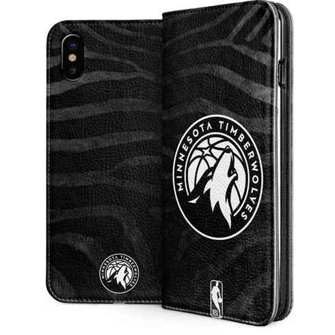 NBA Minnesota Timberwolves Black Animal Print iPhone 8 Folio Case
