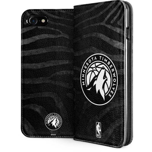 NBA Minnesota Timberwolves Black Animal Print iPhone SE (2nd & 3rd Gen) Folio Case