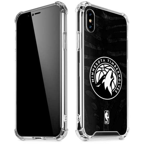 NBA Minnesota Timberwolves Black Animal Print iPhone XS Max Clear Case