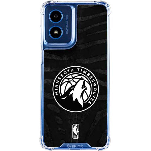 NBA Minnesota Timberwolves Black Animal Print Moto G Play 4G (2024) Clear Case