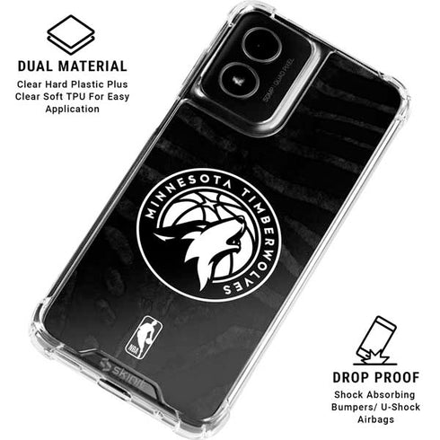NBA Minnesota Timberwolves Black Animal Print Moto G Power 5G (2024) Clear Case