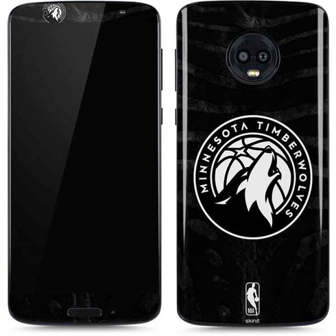 NBA Minnesota Timberwolves Black Animal Print Moto G6 Skin