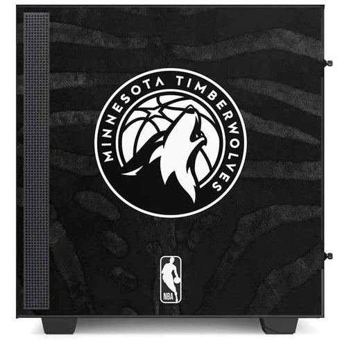 NBA Minnesota Timberwolves Black Animal Print NZXT H510 Compact ATX Mid-Tower Case Skin