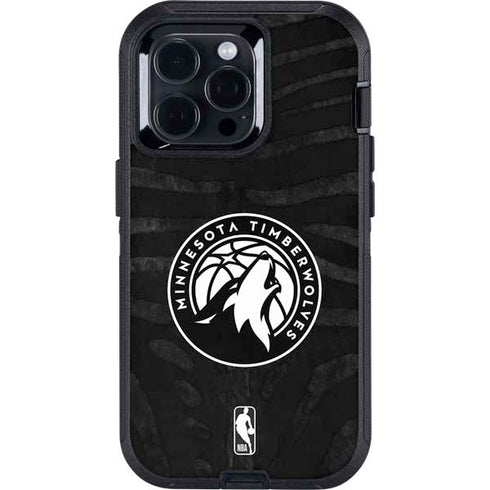 NBA Minnesota Timberwolves Black Animal Print Otterbox Defender iPhone Skin