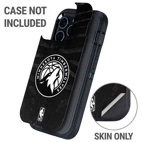 NBA Minnesota Timberwolves Black Animal Print Otterbox Defender iPhone Skin