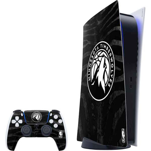 NBA Minnesota Timberwolves Black Animal Print PlayStation PS5 Skins