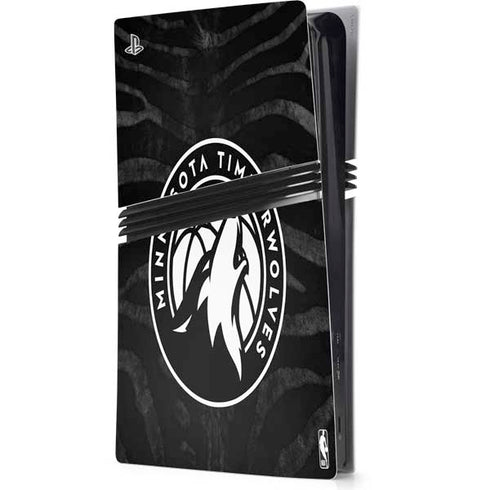 NBA Minnesota Timberwolves Black Animal Print PS5 Pro Console Skin
