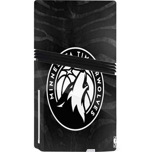 NBA Minnesota Timberwolves Black Animal Print PS5 Pro Disk Console Skin