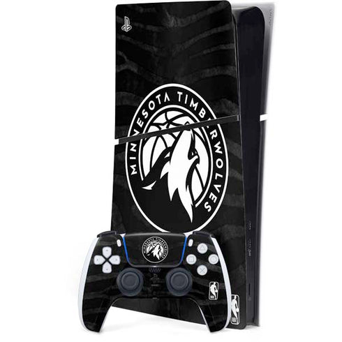 NBA Minnesota Timberwolves Black Animal Print PS5 Slim Digital Edition Bundle Skin