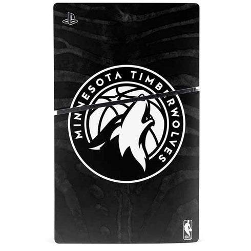 NBA Minnesota Timberwolves Black Animal Print PS5 Slim Digital Edition Console Skin