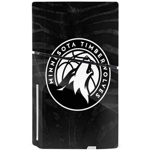 NBA Minnesota Timberwolves Black Animal Print PS5 Slim Disk Bundle Skin