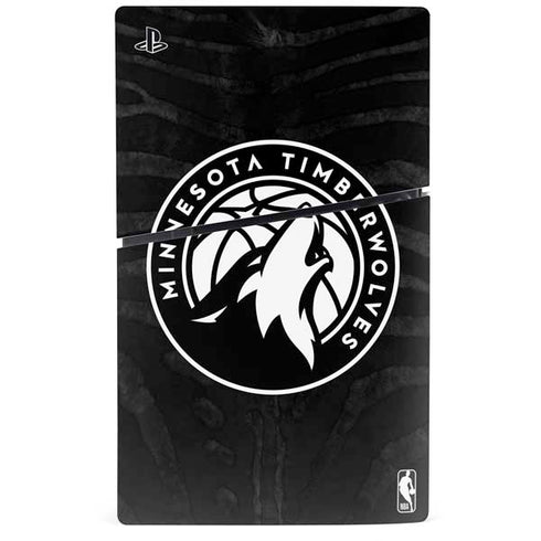 NBA Minnesota Timberwolves Black Animal Print PS5 Slim Disk Console Skin