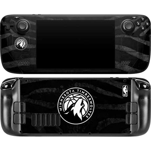 NBA Minnesota Timberwolves Black Animal Print Steam Deck Handheld Gaming Computer OLED Skin