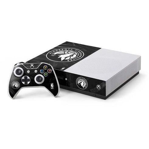 NBA Minnesota Timberwolves Black Animal Print Xbox One S Console and Controller Bundle Skin