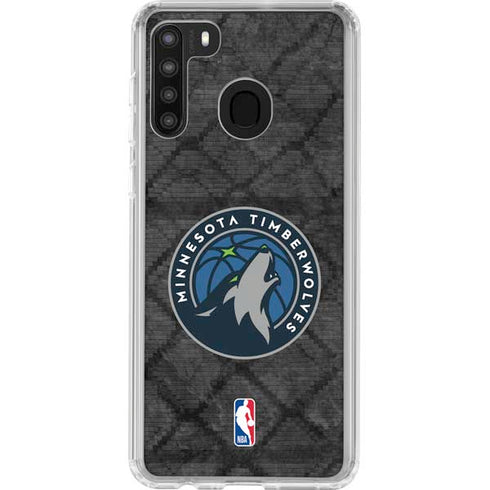 NBA Minnesota Timberwolves Dark Rust Galaxy A21 Clear Case