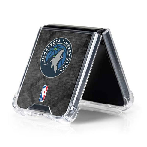 NBA Minnesota Timberwolves Dark Rust Galaxy Z Flip5 5G Clear Case